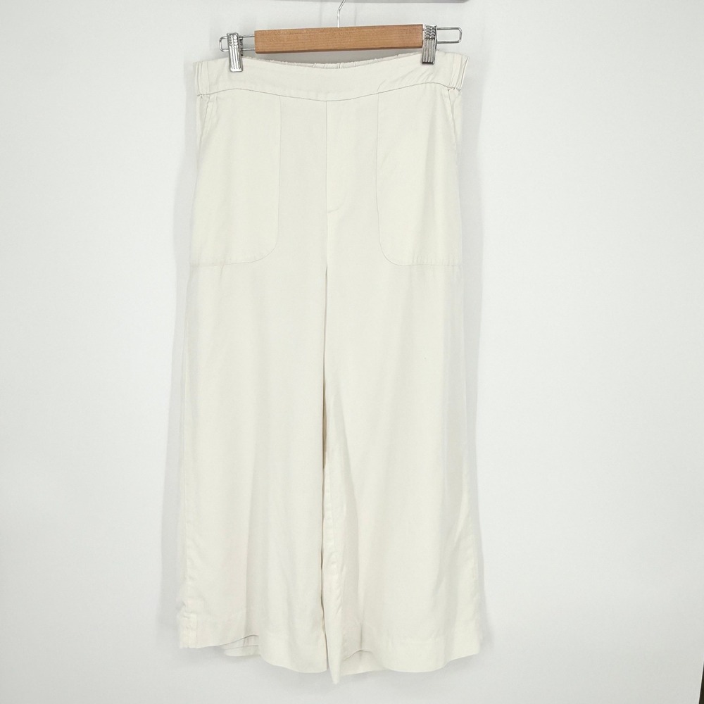 Banana Republic Wide Leg Pants Womens M Cream Excellent Lyocell Culottes 488288